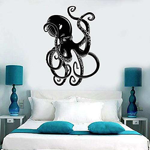 wZUN Pulpo tentáculo Pegatina de Pared decoración de Dormitorio Animal Marino Vinilo Pared calcomanía baño Inodoro decoración del hogar 50X34cm