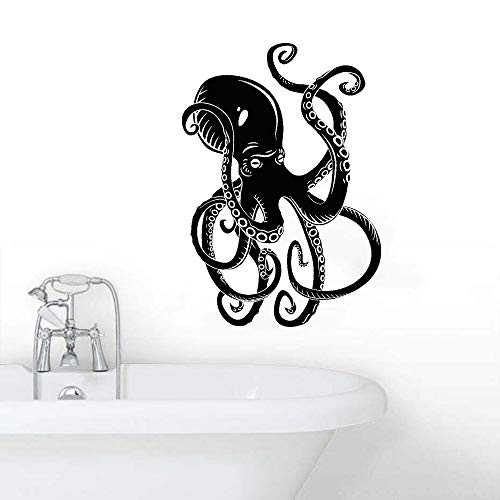 wZUN Pulpo tentáculo Pegatina de Pared decoración de Dormitorio Animal Marino Vinilo Pared calcomanía baño Inodoro decoración del hogar 50X34cm