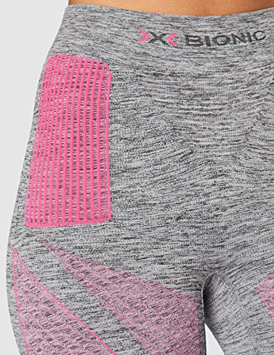 X-Bionic Energy Accumulator 4.0 Melange Pants 3/4 Women Capa De Base Pantalones Funcionales, Mujer, Grey Melange/Pink, XL