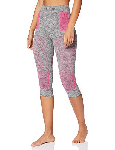 X-Bionic Energy Accumulator 4.0 Melange Pants 3/4 Women Capa De Base Pantalones Funcionales, Mujer, Grey Melange/Pink, XL