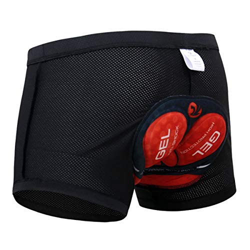 X-TIGER Hombres Ropa Interior de Bicicleta con 5D Gel Acolchado MTB Ciclismo Pantalones Cortos,Color Negro con Rojo, XXL(CN)=XL(EU)