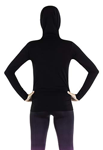 XAED - Camiseta de fitness para mujer con cremallera y capucha, Negro/ Fucsia, Medium