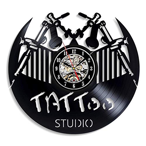 xcvbxcvb Estudio de Tatuajes, Disco de Vinilo, Pared Clark, diseño Moderno, salón de Tatuajes, Tienda, Letrero de Pared, decoración 3D, Reloj de Vinilo, Reloj de Pared, decoración del hogar