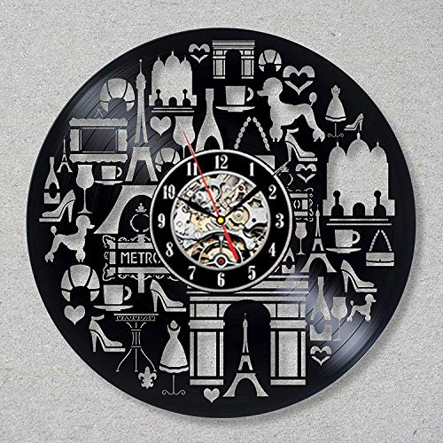 xcvbxcvb Reloj de Pared con Disco de Vinilo, diseño Moderno, paraíso de Compras, Perfume cosmético, decoración, Tienda, Reloj de Pared con Disco de Vinilo, decoración del hogar