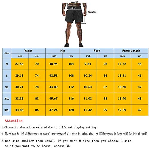 XDSP Pantalón Corto para Hombre,Pantalones Cortos Deportivos para Correr 2 en 1 con Compresión Interna y Bolsillo para Hombres (M)