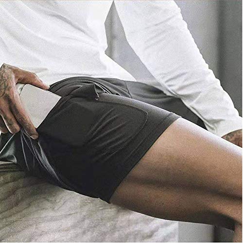 XDSP Pantalón Corto para Hombre,Pantalones Cortos Deportivos para Correr 2 en 1 con Compresión Interna y Bolsillo para Hombres (XL)