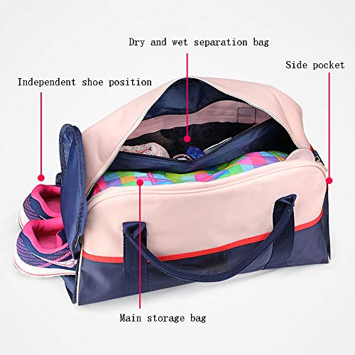 XF Bolsas de deporte Mochila deportiva Separación en seco y húmeda Corta distancia Bolsa de viaje Bolsa de equipaje ligera y portátil Bolsa de viaje Bolsa de hombro impermeable Zapatos Bolsa de fitnes