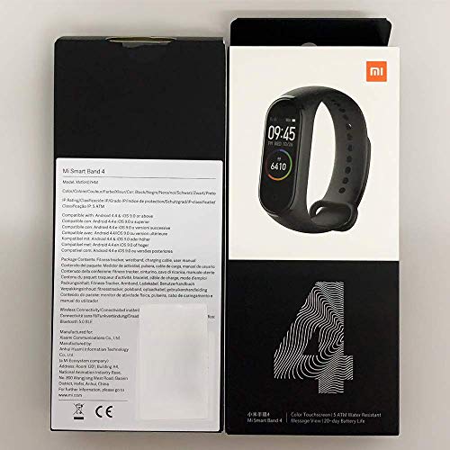 Xiaomi Mi Band 4 Pulsera de Actividad,Monitores de Actividad,Pantalla Pulsómetro Fitness Tracker, Smartwatch con 0.95''Pantalla AMOLED a Color ,con ios y Android,Negro( Versión Global)