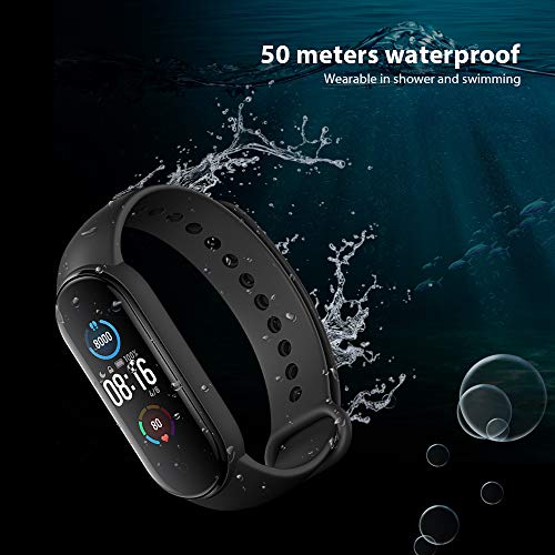 Xiaomi Mi Band 5 Smart Bracelet Pulsera de Actividad, Monitores de Actividad, Pantalla Pulsómetro Fitness Tracker con 1.1'' Pantalla Color Tipo Magnético Cargar Sumergible 50m