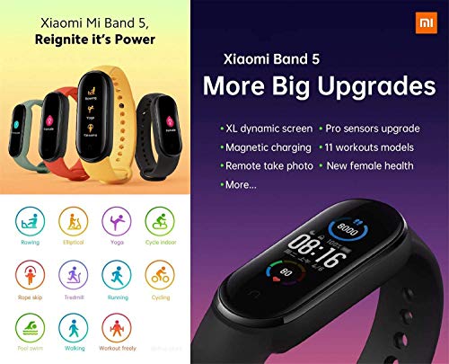 Xiaomi Nuevo Band 5 - Monitor de frecuencia cardíaca, Monitor de sueño, Salud Femenina, 11 Modos de Entrenamiento, 50 Metros a Prueba de Agua