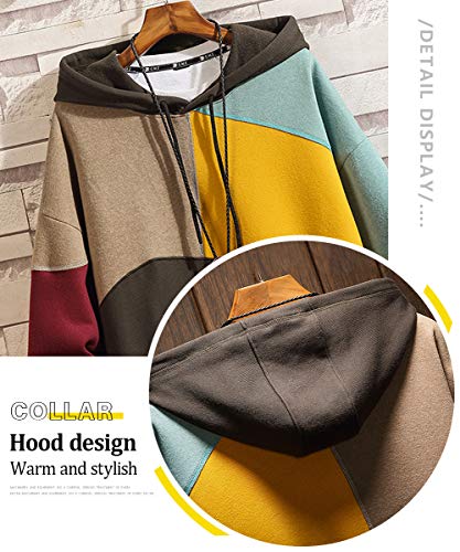 XIAOYAO Hombre Sudadera con Capucha Deportiva Manga Larga Hoodie (Caqui, XL (Peso: 55-60 kg))