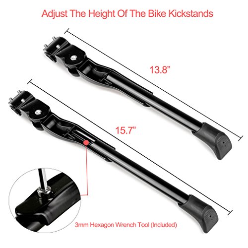 XiDe Pata de Cabra para Bicicleta, Aluminio Soporte Ajustable del Retroceso de Bici Caballete Bicicleta con Llave Hexagonal y Campana de Bicicleta 22"- 28"
