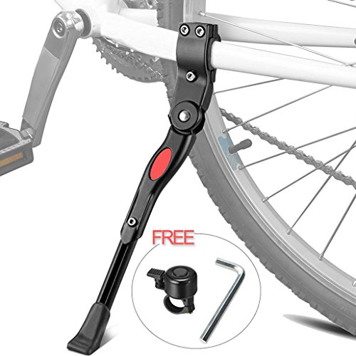 XiDe Pata de Cabra para Bicicleta, Aluminio Soporte Ajustable del Retroceso de Bici Caballete Bicicleta con Llave Hexagonal y Campana de Bicicleta 22"- 28"