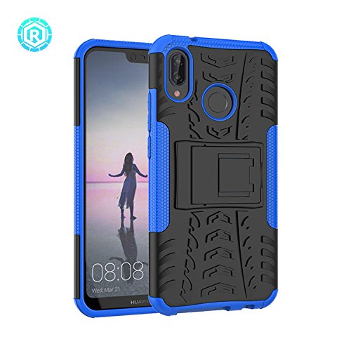 XINYUNEW Funda Huawei P20 Lite/Nova 3E, 360 Grados Protective+Pantalla de Vidrio Templado Caso Carcasa Case Cover Skin móviles telefonía Carcasas Fundas para Huawei P20 Lite/Nova 3E-Azul