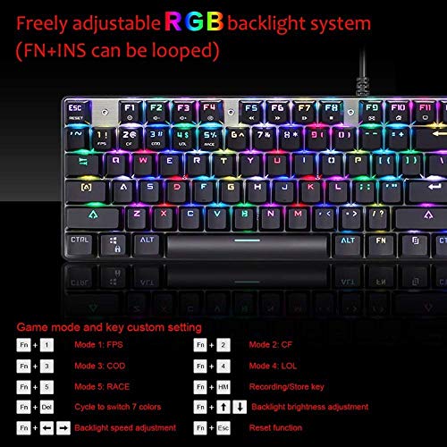 XIUYU Accesorios Teclado de Ordenador, 888 Teclado for Juegos mecánicos + Ajustable Set Mouse con Cable de 1,8 m, por Ordenador Pro Gamer retroiluminación LED