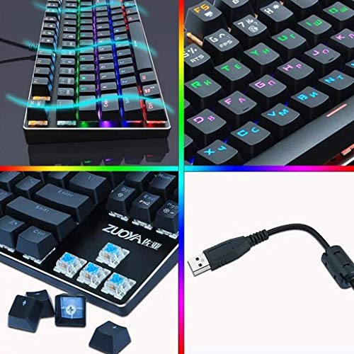 XIUYU Profesionales de Deportes electrónicos Teclado mecánico - Gaming mecánica Teclado USB RGB/contraluz híbrido Cable del Teclado 87, Anti-ghosting Interruptor de Tres Colores