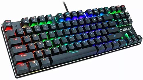 XIUYU Profesionales de Deportes electrónicos Teclado mecánico - Gaming mecánica Teclado USB RGB/contraluz híbrido Cable del Teclado 87, Anti-ghosting Interruptor de Tres Colores