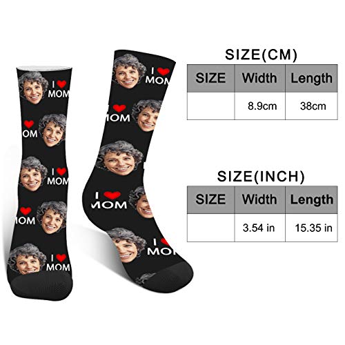 XJone Calcetines Personalizados con Cara,Calcetines Personalizados con Fotos,Personalizable Le amo a mamá Calcetines Divertidos para Mujer, cumpleaños, día de la madre regalo