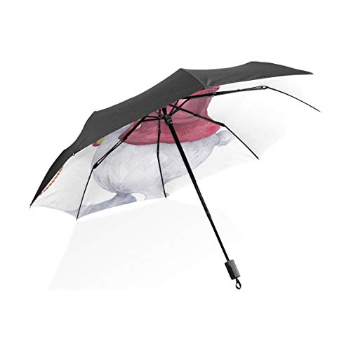 XL Rain Umbrella Rabbit with Cups Hearts Rose Flower Alice Cartoon Portable Compact Folding Paraguas Anti UV Protection Windproof Outdoor Travel Women Quality Umbrella