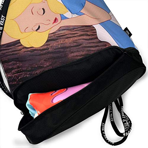 XLFD Alice's Cat Drawstring Bag Gym Ligero Paquete Mochila para Hombres Mujeres Niños Escuela Gimnasio Viajes