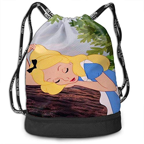 XLFD Alice's Cat Drawstring Bag Gym Ligero Paquete Mochila para Hombres Mujeres Niños Escuela Gimnasio Viajes