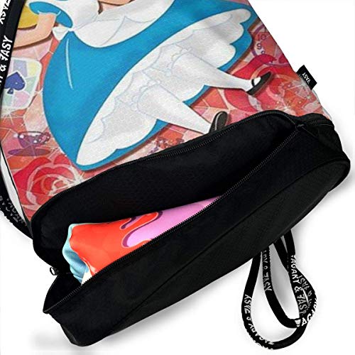 XLFD Alice's Cat Drawstring Bag Gym Ligero Paquete Mochila para Hombres Mujeres Niños Escuela Gimnasio Viajes