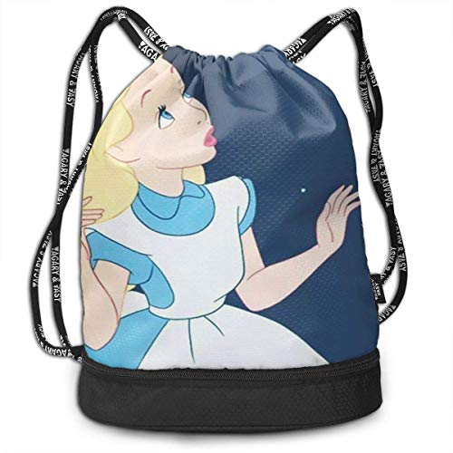 XLFD Alice's Cat Drawstring Bag Gym Ligero Paquete Mochila para Hombres Mujeres Niños Escuela Gimnasio Viajes