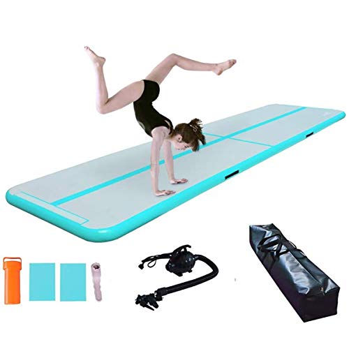 XLH Pista de Aire colchoneta, Colchón de Gimnasia Tumble Mat Inflable colchoneta de Gimnasia Estera del Piso de la Bomba eléctrica con para Gym/Inicio/Yoga/Formación/Niños/Deportes,3M