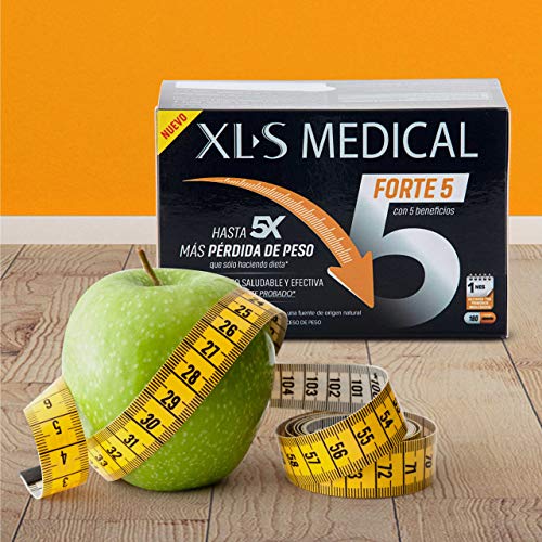 XLS Medical Forte 5 | Captagrasas | Pierde hasta 5 veces más peso que solo haciendo dieta | Perder Peso | Origen Natural 100% Vegano | 180 Cápsulas, 1 mes