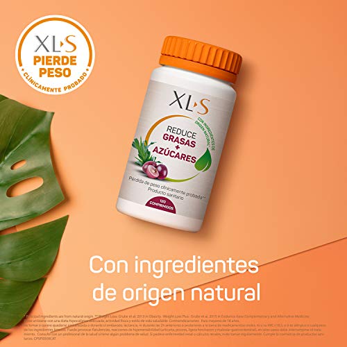 XLS Pierde Peso Plus | Reduce Grasas y Azúcares | Con ingredientes naturales que permiten disminuir la absorción de grasas y carbohidratos | Para adelgazar de forma saludable | 120 Uds