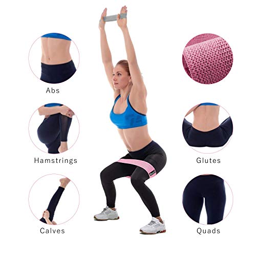 Xnuoyo Bandas de Resistencia Set y Discos Doble Cara Deslizantes, Tela Bandas Elasticas de Fitness para Cadera, Abdominales, Muslo y La Pantorrilla, Resistencia Bandas para Yoga, Pilates