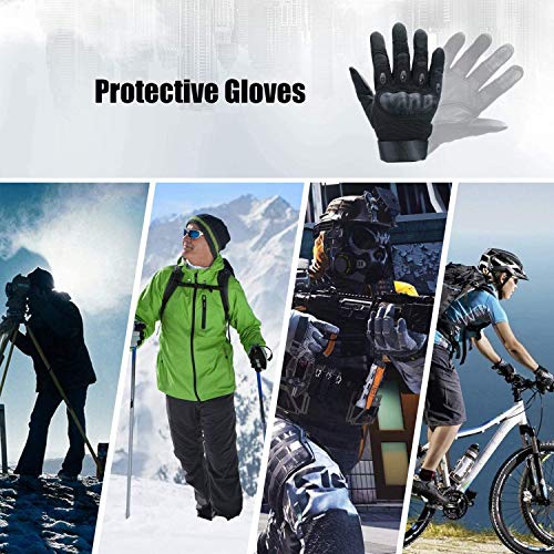 Xnuoyo Goma nudillo Duro Dedo Completo y Medio Dedo Guantes Guantes Protectores Guantes de Pantalla táctil para Motocicleta Ciclismo Caza Escalada Acampar Negro M