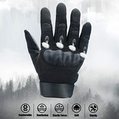 Xnuoyo Goma nudillo Duro Dedo Completo y Medio Dedo Guantes Guantes Protectores Guantes de Pantalla táctil para Motocicleta Ciclismo Caza Escalada Acampar Negro M