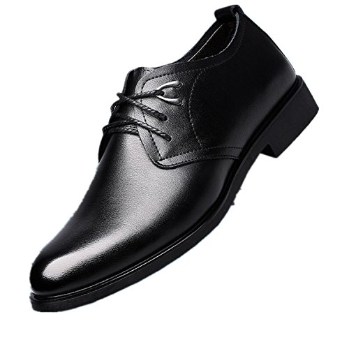 XXY Calzado de Hombre clásico Cuero de PU Formal Cordones de Suela Blanda Zapatos de Vestir de Invierno para Caballeros Calzado de conducción (Color : Fleece Inside Black, tamaño : 8.5 MUS)