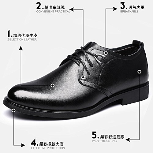 XXY Calzado de Hombre clásico Cuero de PU Formal Cordones de Suela Blanda Zapatos de Vestir de Invierno para Caballeros Calzado de conducción (Color : Fleece Inside Black, tamaño : 8.5 MUS)