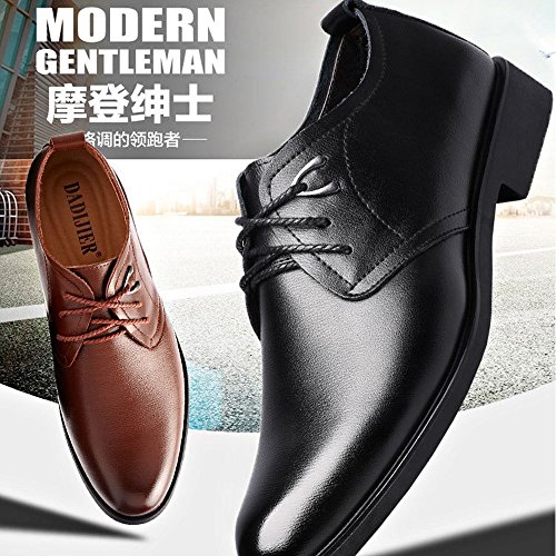 XXY Calzado de Hombre clásico Cuero de PU Formal Cordones de Suela Blanda Zapatos de Vestir de Invierno para Caballeros Calzado de conducción (Color : Fleece Inside Black, tamaño : 8.5 MUS)