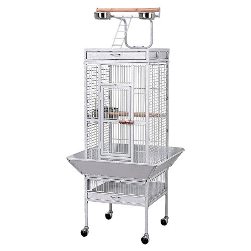 Yaheetech Jaula para Pájaros Jaulas Grandes para Canarios Loros Jaula Metal Grande 64 x 64 x 157 cm Blanco