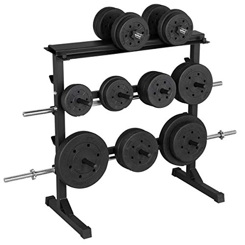 Yaheetech Soporte de Mancuernas Estante de Barbell Soporte de Barra de Pesa Carga MAX.300 kg