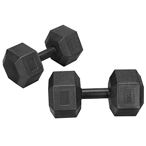 Yaheetech Un Set de 2 Piezas Mancuernas de Ejercicio Mancuerna para Gimnasio Fitness Negra 10 KG