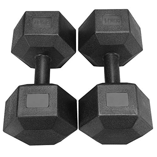 Yaheetech Un Set de 2 Piezas Mancuernas de Ejercicio Mancuerna para Gimnasio Fitness Negra 5 KG