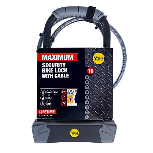 Yale YUL3C/14/230/1 Maximum Defendor U - Cerradura de seguridad para bicicleta en U (con cable, color dorado), color negro