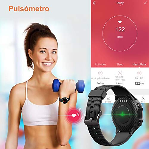 YAMAY Reloj Inteligente, Smartwatch Hombre 5ATM Impermeable con 12 Modos Deportivos Cronómetro Pulsómetro Pulsera Actividad Inteligente Smartwatch Android iOS para Xiaomi Huawei iPhoneTeléfono