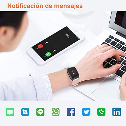 YAMAY Smartwatch con Oxímetro de Pulso Esfigmomanómetro y Pulsómetro Reloj Inteligente Impermeable para Hombre Mujer, Pulsera de Actividad Inteligente podómetro con Cronómetro para Android iOS