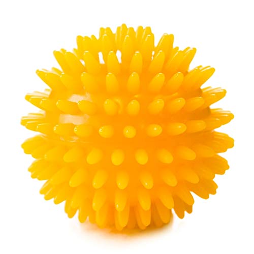 Yamkas Bola de Masaje Punta 6cm | Masajeador Pies, Espalda, Cuello | Pelota de Lacrosse | Spike Massage Ball Fascitis Plantar (Yellow, 6,5cm)