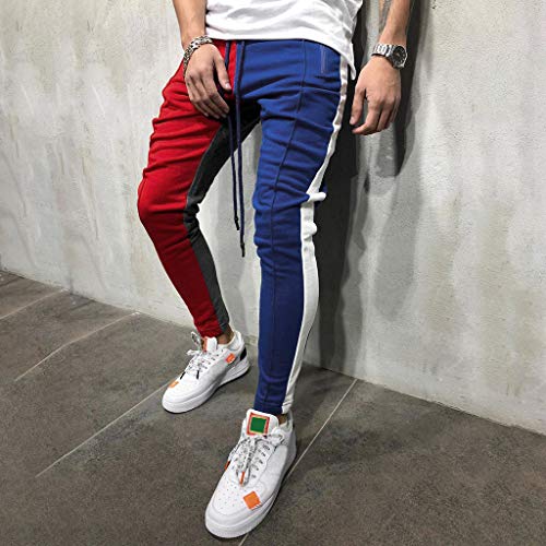 YanHoo Pantalones de Hombre Moda Masculina Personalidad Casual Color sólido Pantalones Deportivos Cinturones de Amarre Pantalones de chándal Sueltos Ocasionales Pantalón con cordón