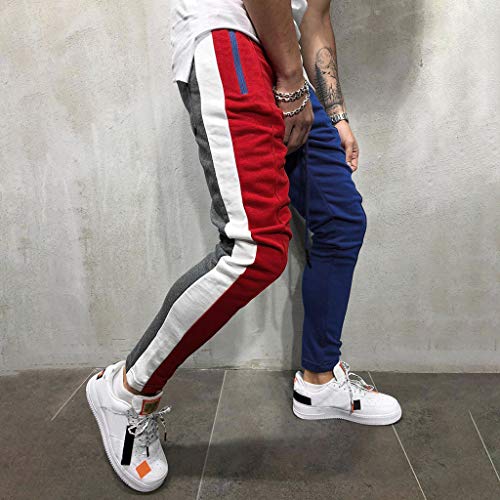 YanHoo Pantalones de Hombre Moda Masculina Personalidad Casual Color sólido Pantalones Deportivos Cinturones de Amarre Pantalones de chándal Sueltos Ocasionales Pantalón con cordón