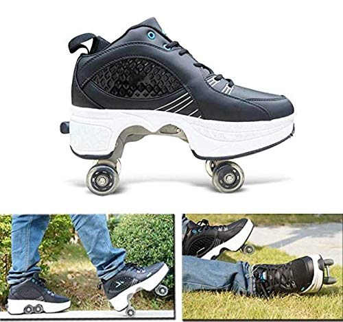 YANMUZI Kick Roller Shoes Zapatos De Parkour con Desmontaje De La Polea Extraíble Zapatos Parkour Zapatos para Correr Patines para Niños Y Mujeres Gril,A-EU38/UK5.5