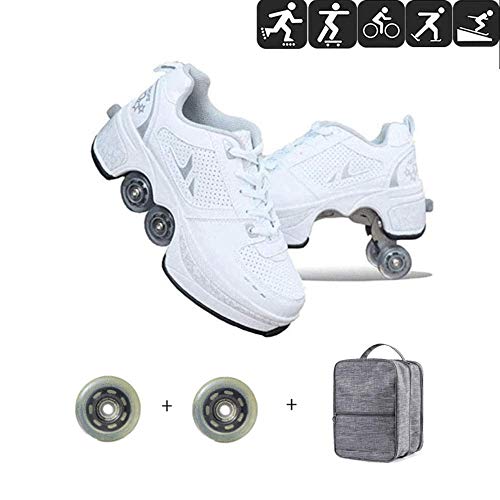 YANMUZI Kick Roller Shoes Zapatos De Parkour con Desmontaje De La Polea Extraíble Zapatos Parkour Zapatos para Correr Patines para Niños Y Mujeres Gril,A-EU38/UK5.5