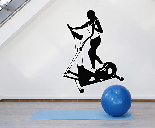 yaonuli Adhesivo de Pared de Vinilo Fitness Mujer Cinta de Correr Gimnasio Deporte Club de Fitness decoración del hogar Pegatina 75x84cm