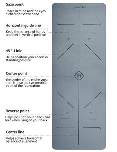 YAWHO Colchoneta de Yoga Esterilla Yoga Material medioambiental TPE,Modelo:183cmx66cm Espesor:6milímetros,Tapete de Deporte Grande y Antideslizante,Correas y Mochilas como Regalos (Cyan)